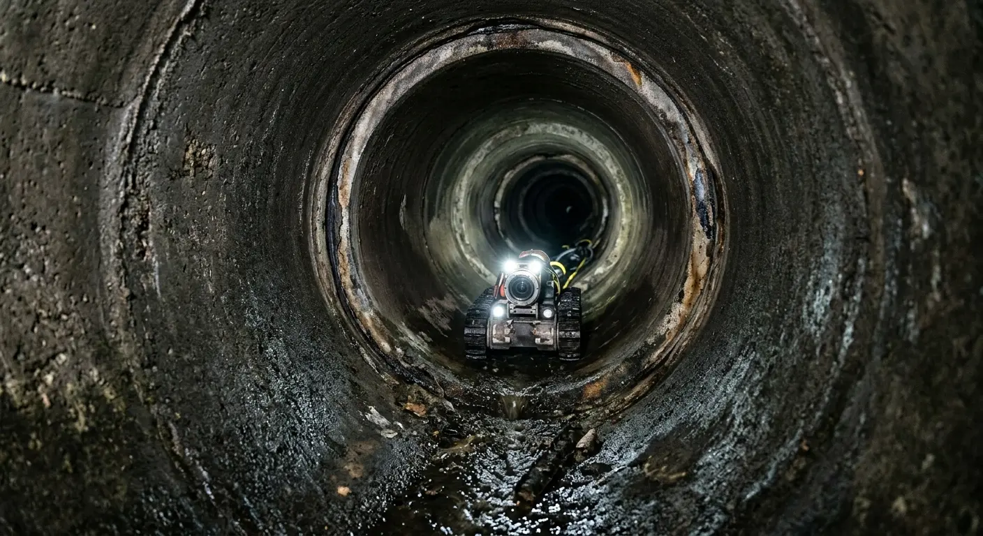 Robotic sewer camera inspecting pipe interior for Sewer Line Cleaning in Brazil